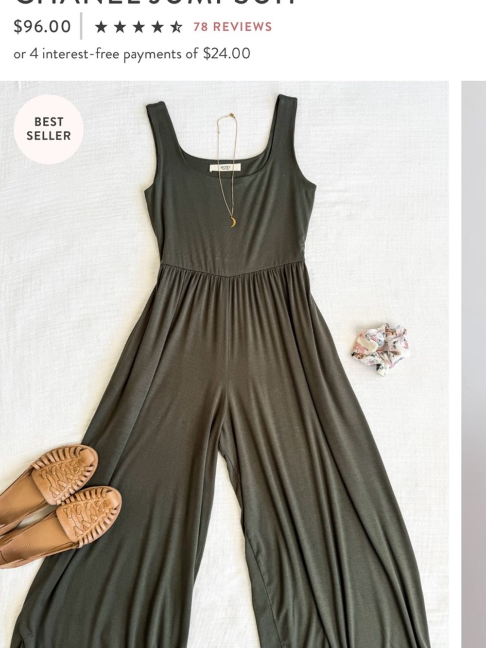 Sozy Olive Wide-Leg Sleeveless Jumpsuit